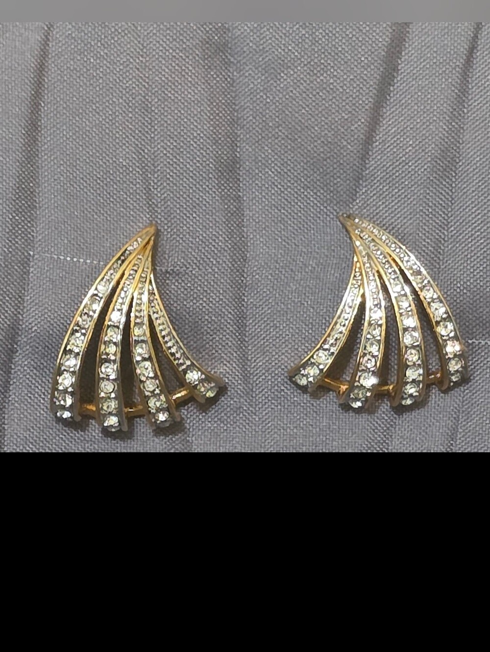 Radiant Gold Fan Crystal Stud Earrings
